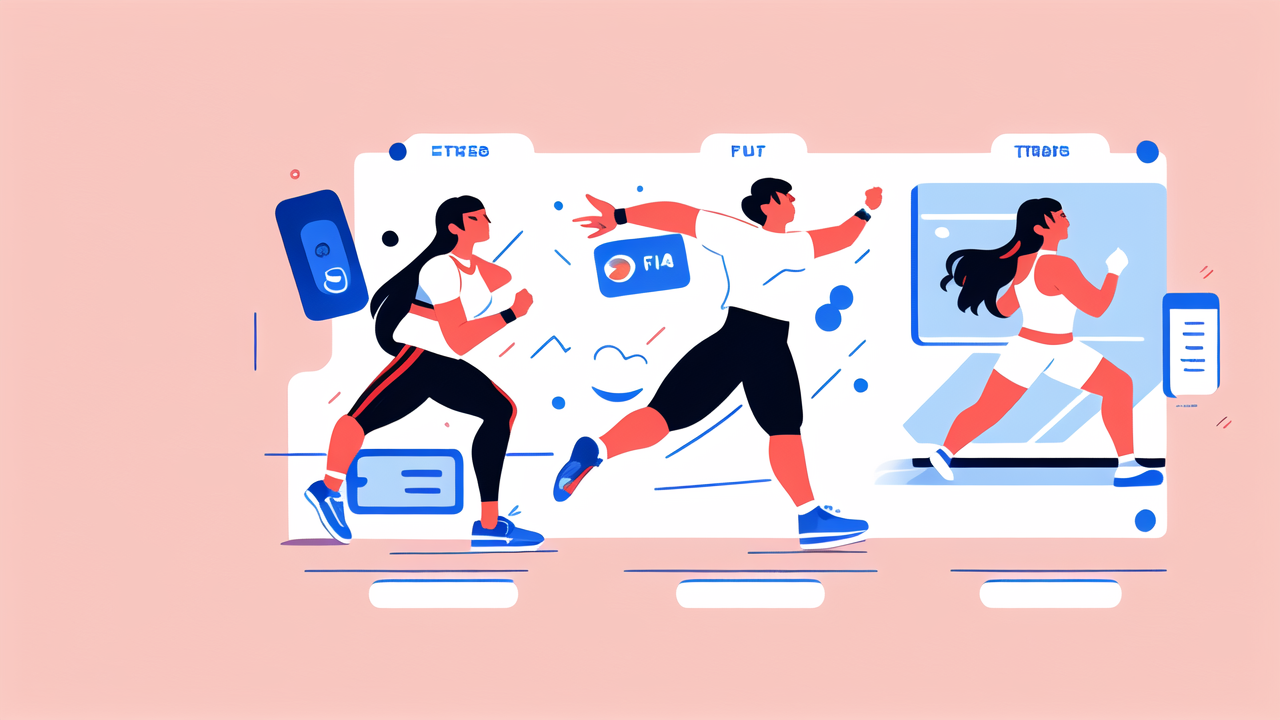 Fitness Watches and aura technology in dynamic running sequence illustration