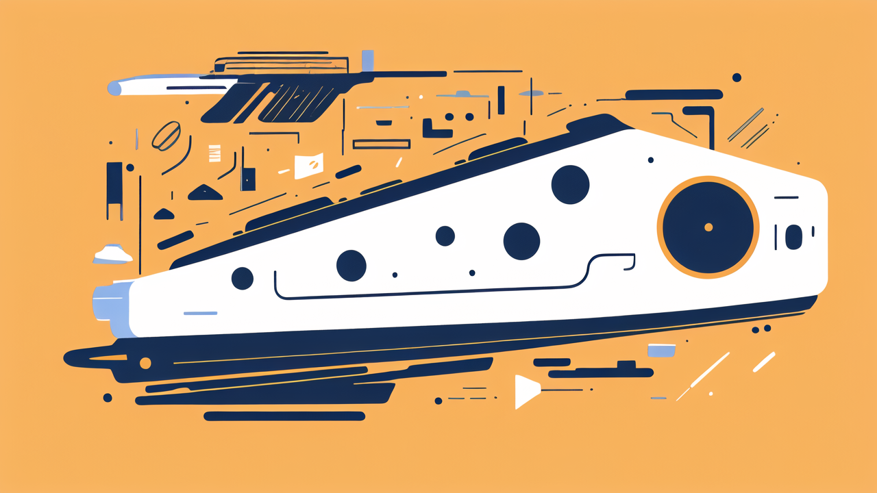 Sleek minimalist spacecraft with blue nose cone on orange background, no carbon fiber cloth