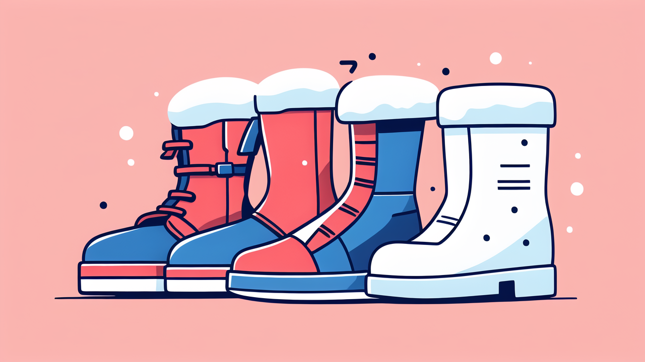 Colorful cartoon boots trio with white toe caps, essentials for breastfeeding focus.
