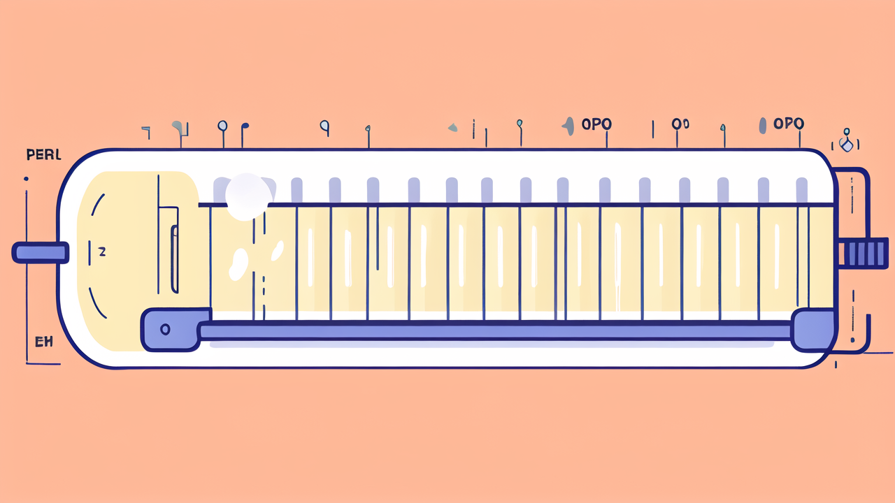 Toray Prepreg piano schematic with blue keys, hammers, and strings on orange background.