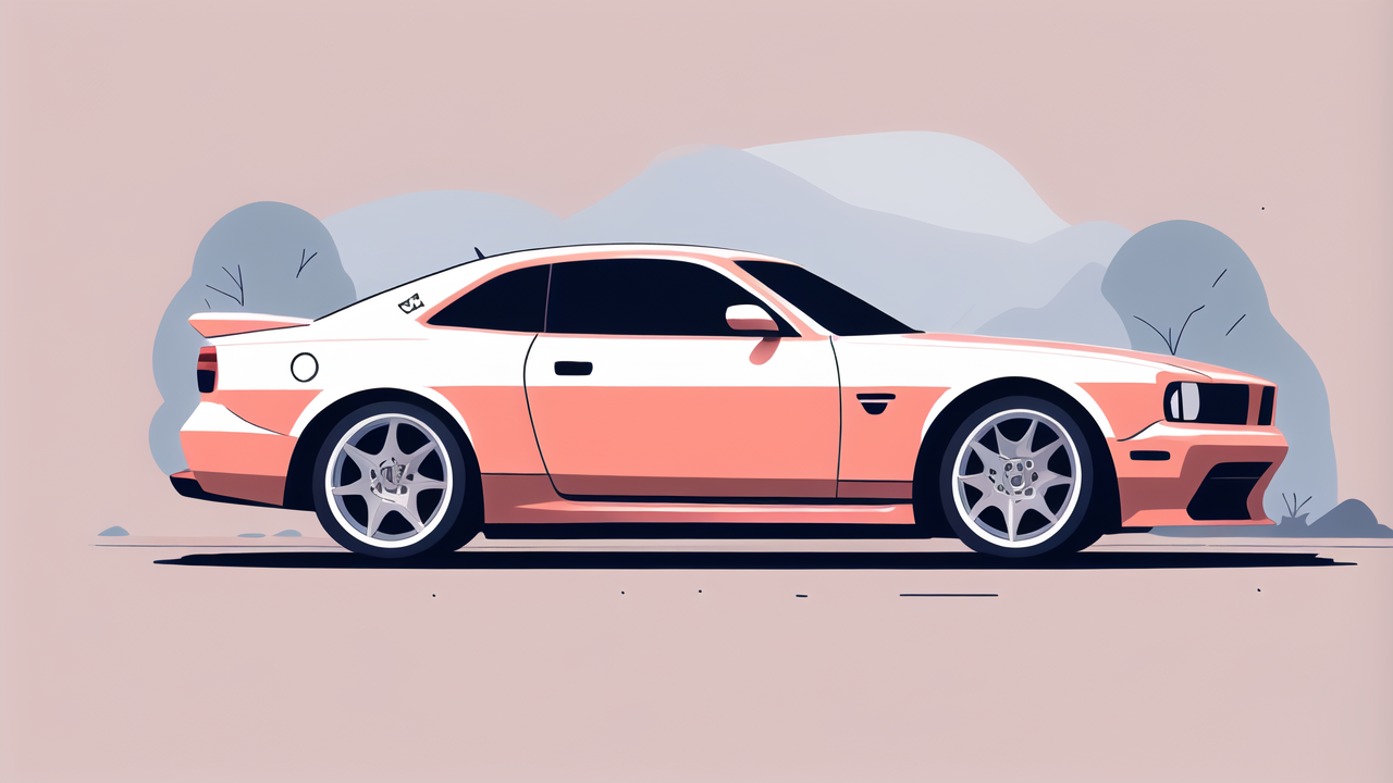 Sleek sports car with carbon laminate style on muted pink background