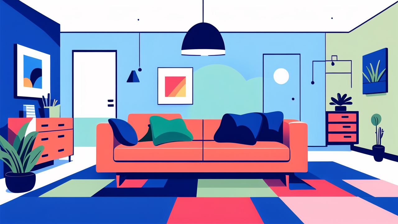 Modern living room in Home Decor South Africa, vibrant orange sofa, Interior Design Guide.