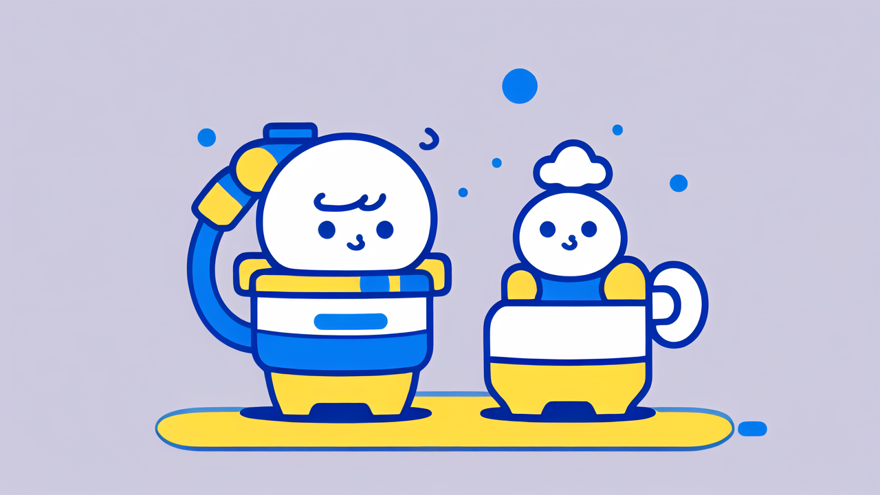 Vibrant digital interface with playful layers; no silicone baby pacifier shown.