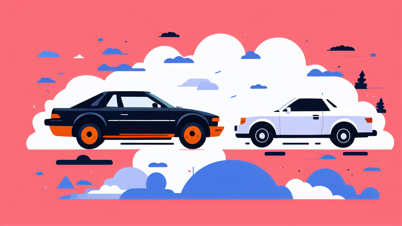 Sports cars under a pink sky, showcasing performance with carbon fiber sheets.