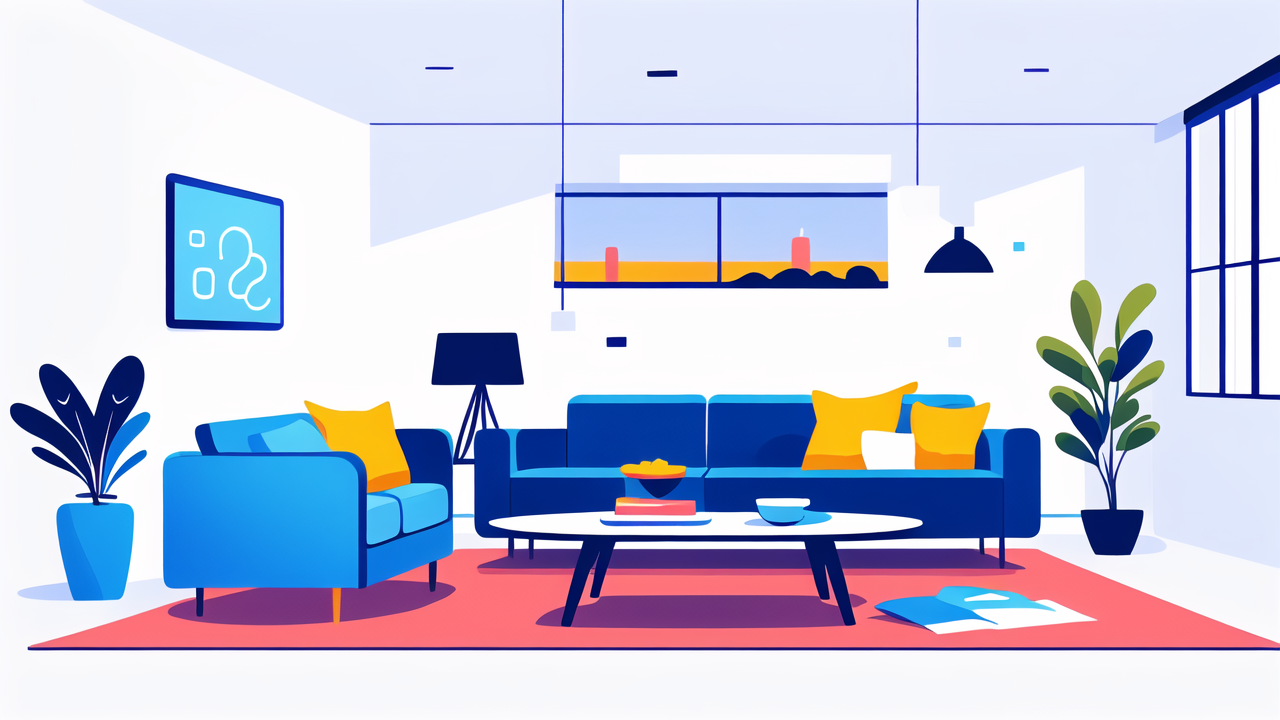 Swing lounge chairs in a cozy living room with blue accents and stylish outdoor furniture.