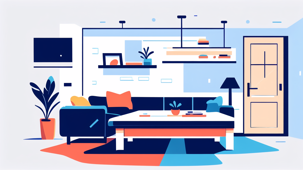 Modern living room with Coffee Station Table and vibrant South African houses.