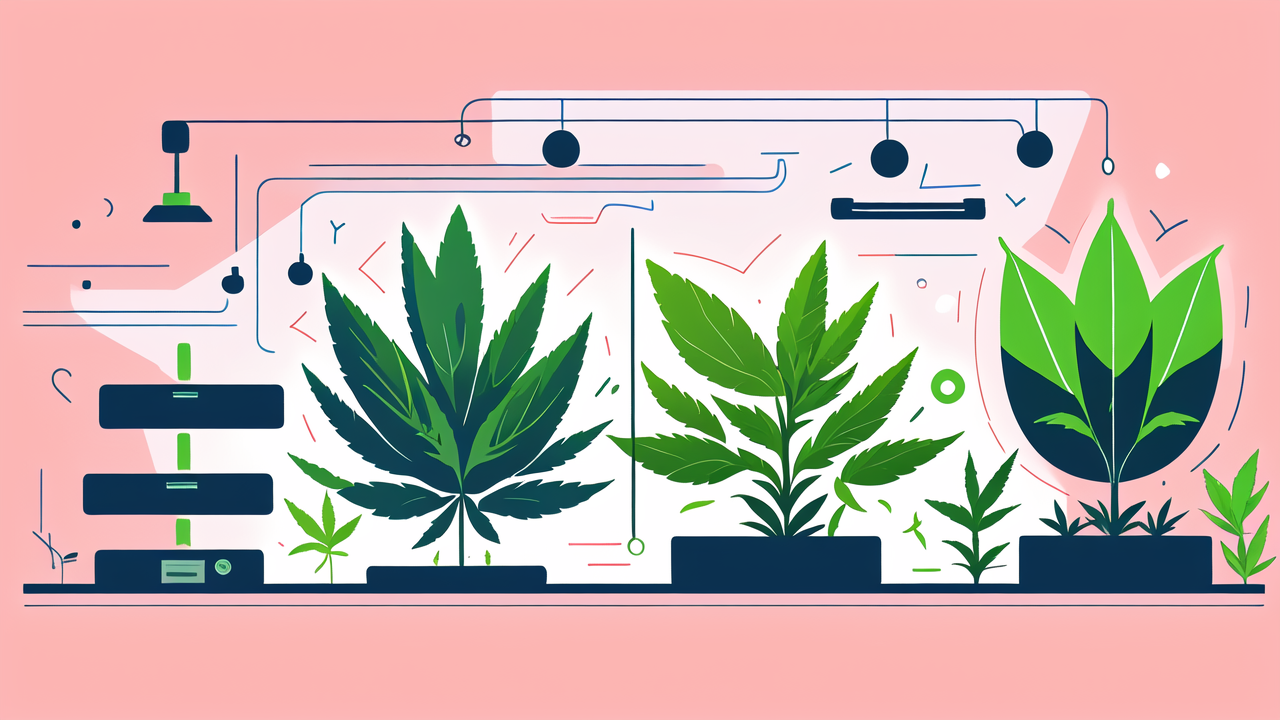 cannabis strains, Purple Bang cannabis in modern hydroponic indoor garden with pink background