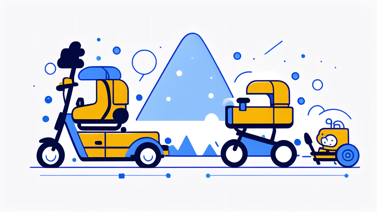 baby snow boots, whimsical stack of suitcase, backpack, briefcase with floating sneaker and cloud