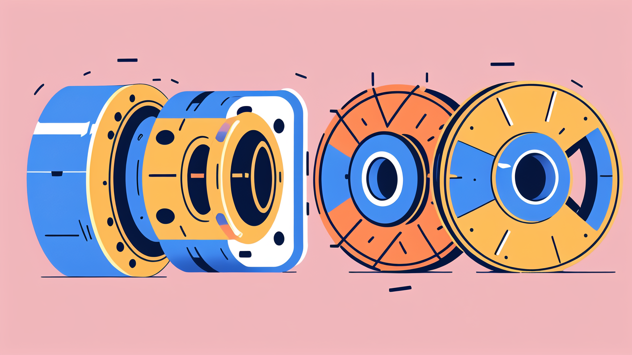 Colorful geometric shapes on pink backdrop, featuring vibrant circles like 6903 ZZ bearings