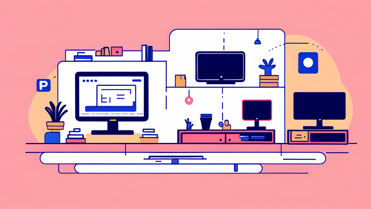 Plexi TV on office desk with Sports Streaming Services on multiple screens
