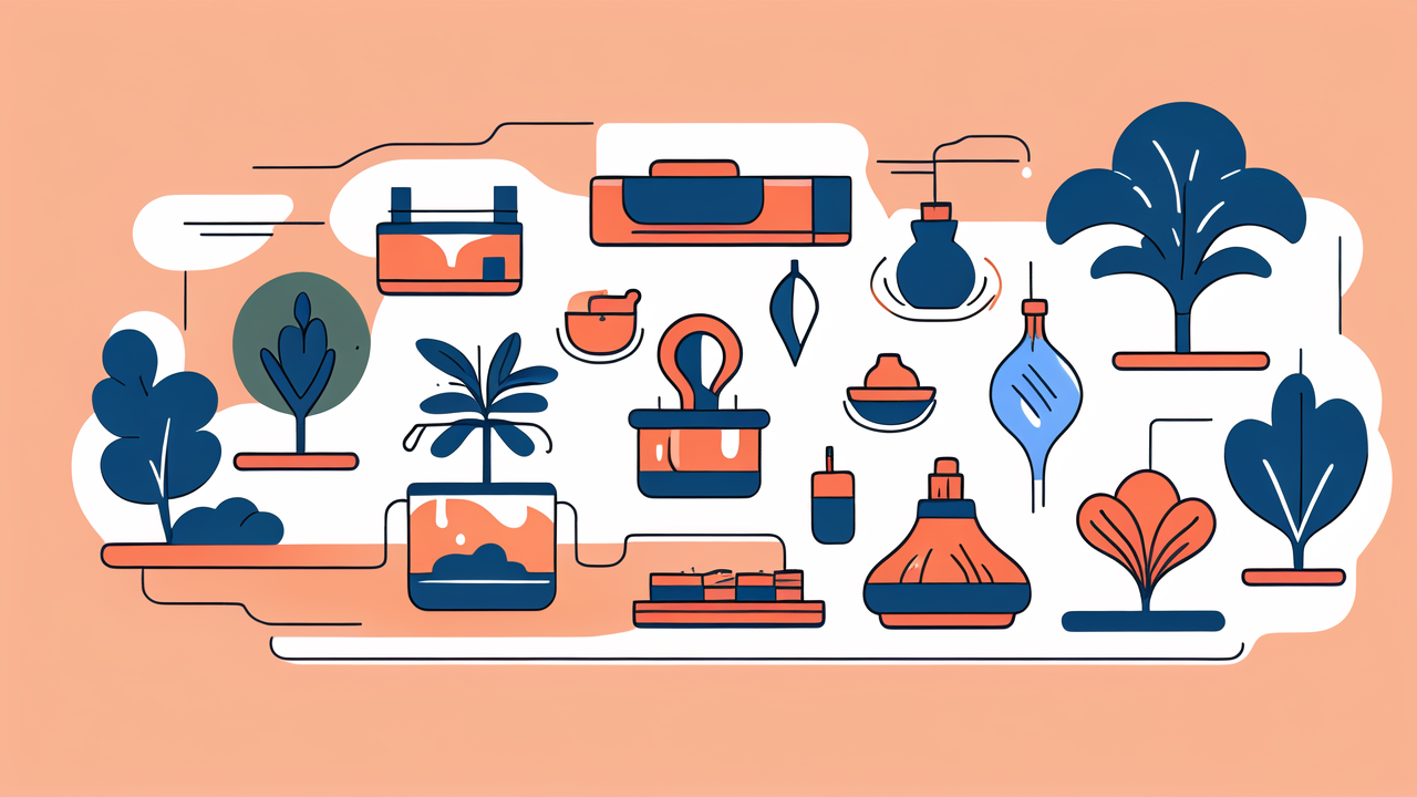 watering pipes, Dynamic digital workspace with cannabis water pipe, plant, multiple colorful screens.