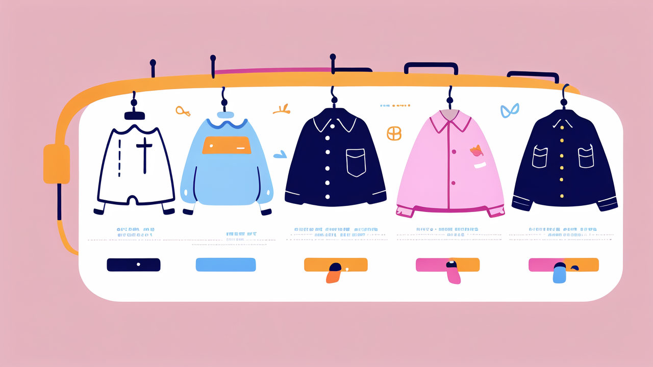 Colorful baby clothes display: trendy jackets on pink, highlighting baby fashion trends.