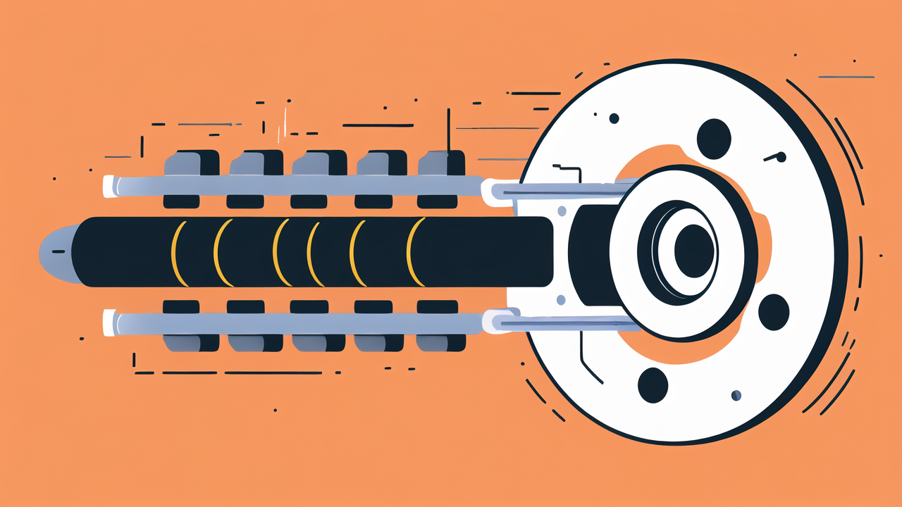 Stylized mechanical system with 61909 bearings and large gear on orange background