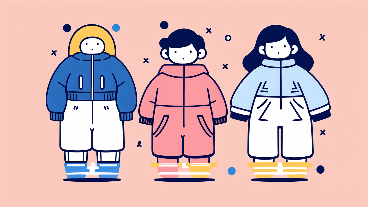 baby winter outfits, Cartoon trio in Baby Girl Winter Clothes against a soft pink background
