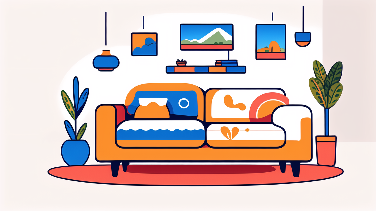 vibrant living room with blue coffee table and South African decor elements