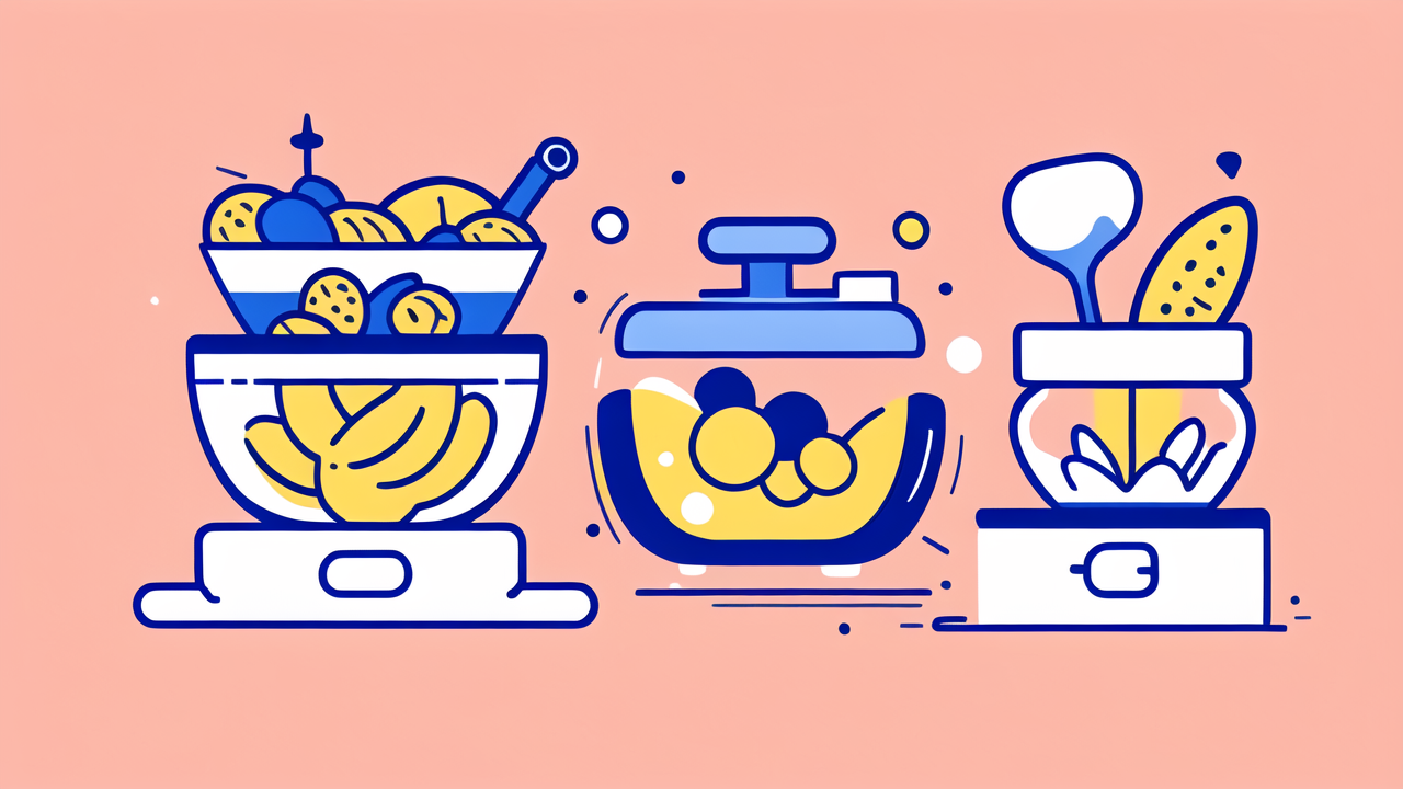 Safe baby food jars arranged on a shelf; vibrant display with fruit pacifier theme.