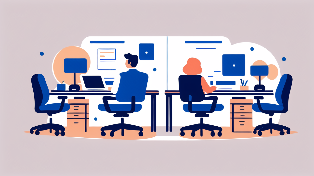 Modern office with white ergonomic office chair and space saving beds integration.