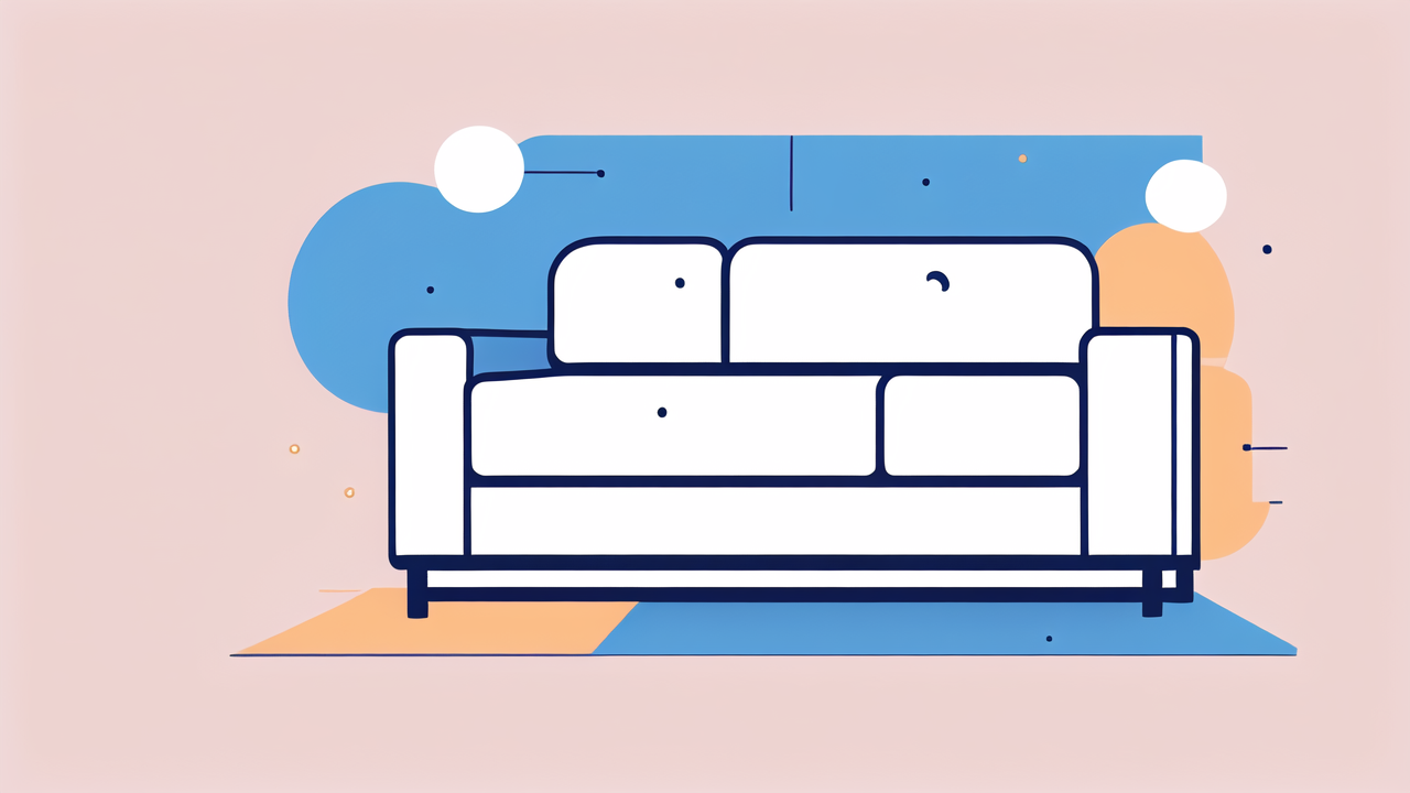 Modern room with Square sectional sofa, multi-functional furniture, blue curtains