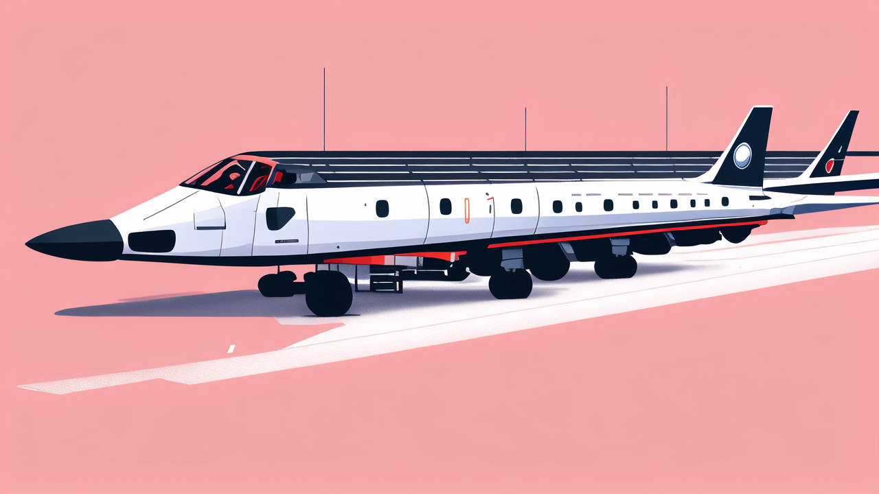 carbon fiber material, Stylized modern airplane on runway, featuring carbon fiber products and sleek design.