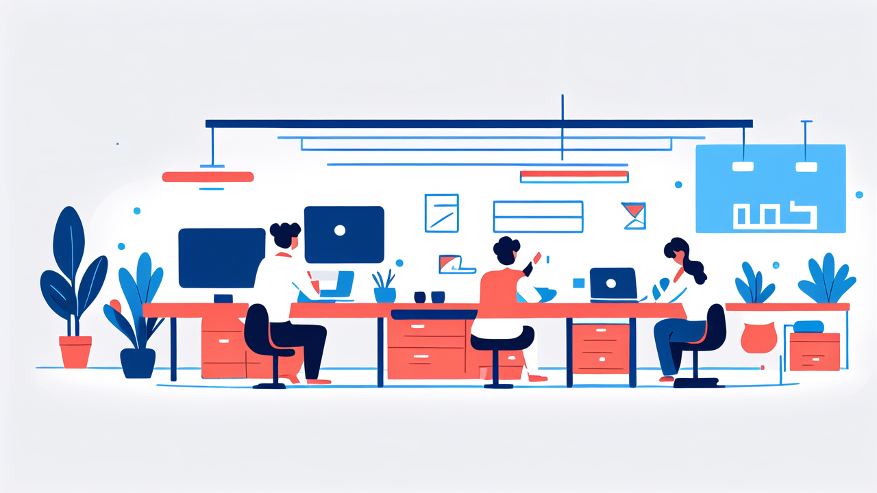 modern office with dual workstation, featuring Artist Chair in vibrant workspace environment management
