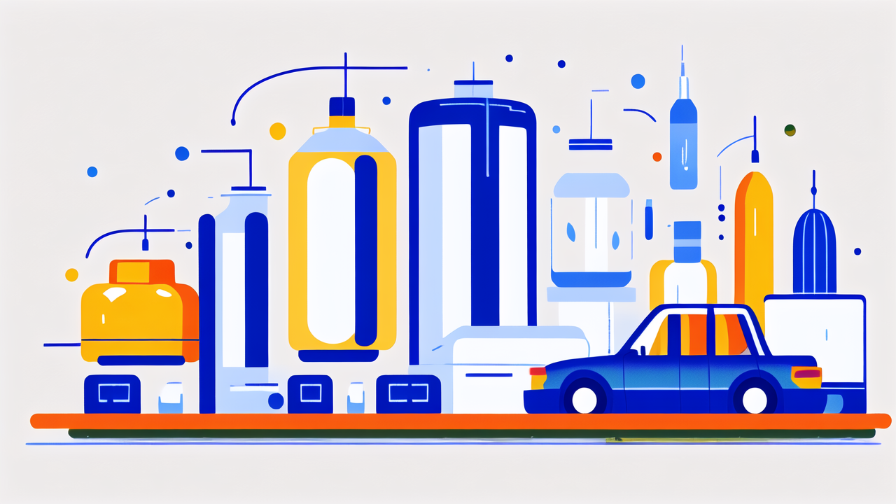 glass balls?, Percolator Bong-themed cityscape in vibrant blue, orange, and white tones