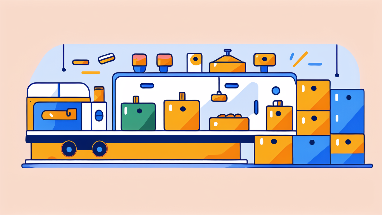 mobile laboratory with straight pipe, bold blue and orange colors for smoking pipes