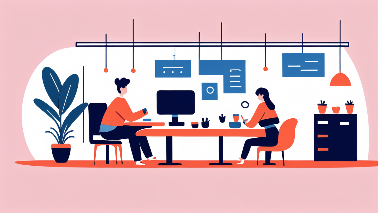 multi-functional furniture, Modern office with multi-functional dining furniture, blue wall, and vibrant decor.