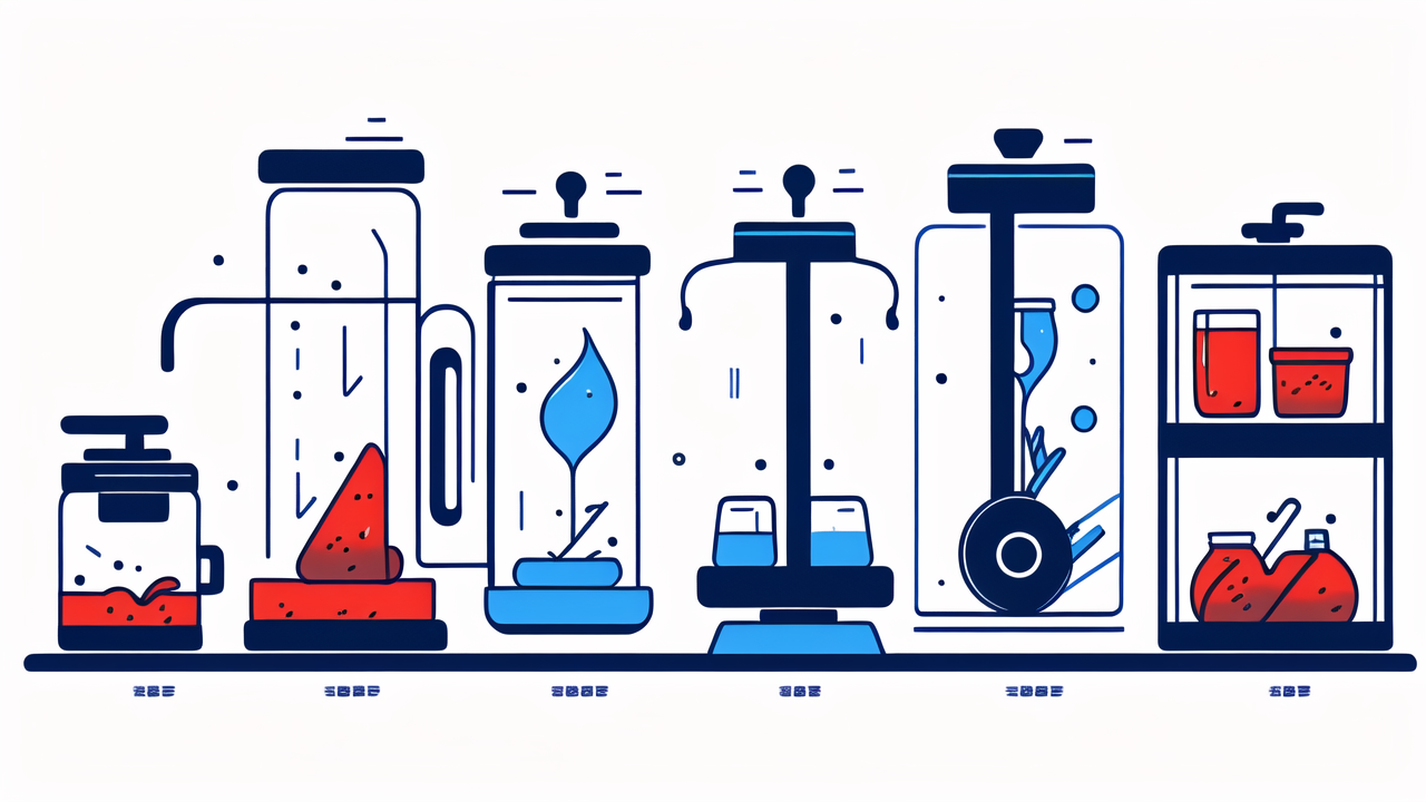 Vibrant laboratory setup with colorful beakers, flasks, and bong components.