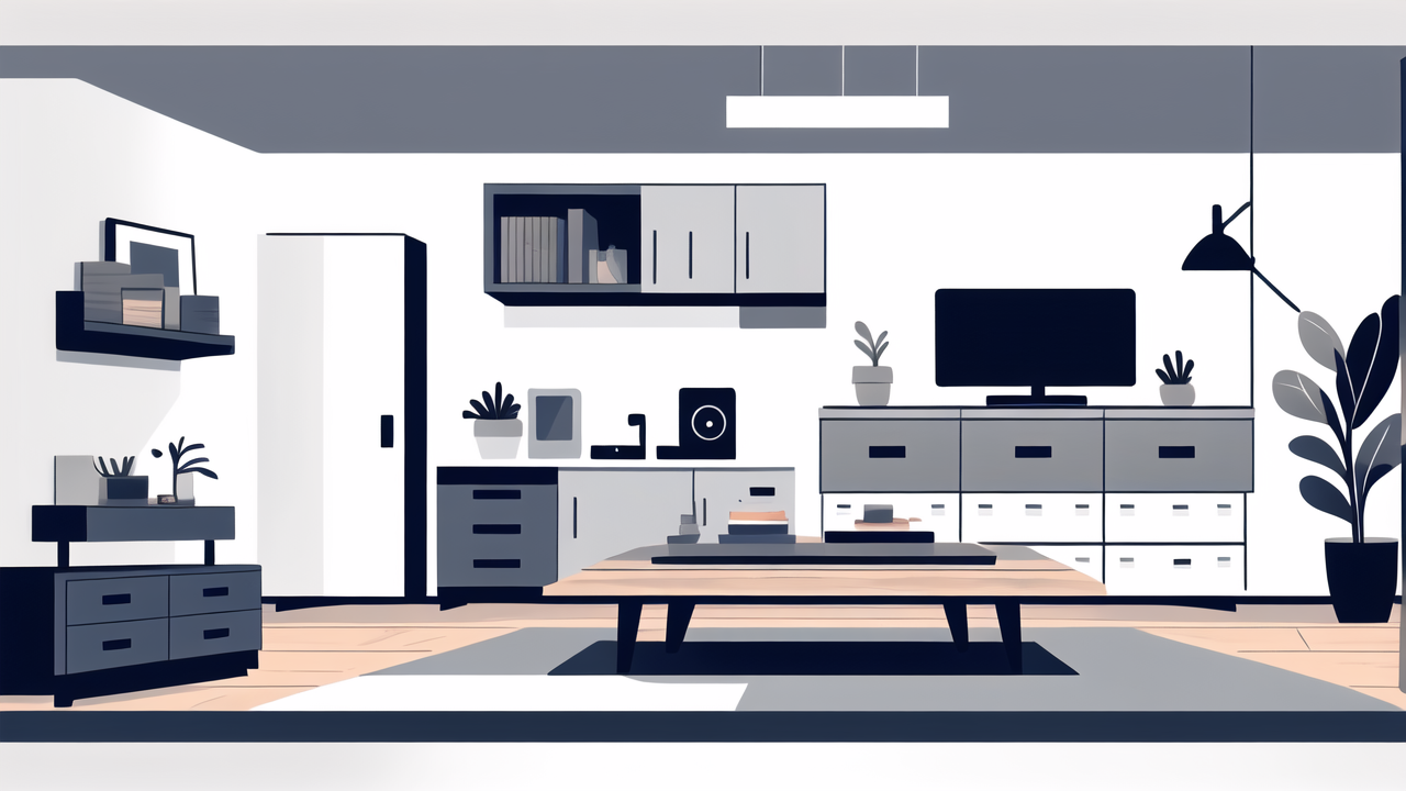 Rustic grey TV stand in living room with Diwali home decoration elements.