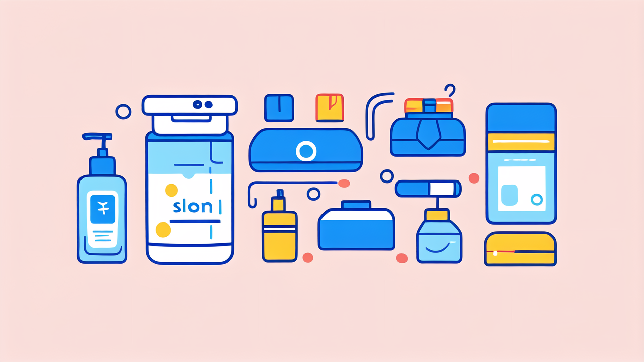 Diaper Bag Organizer with colorful bottles and suitcase for baby travel tips