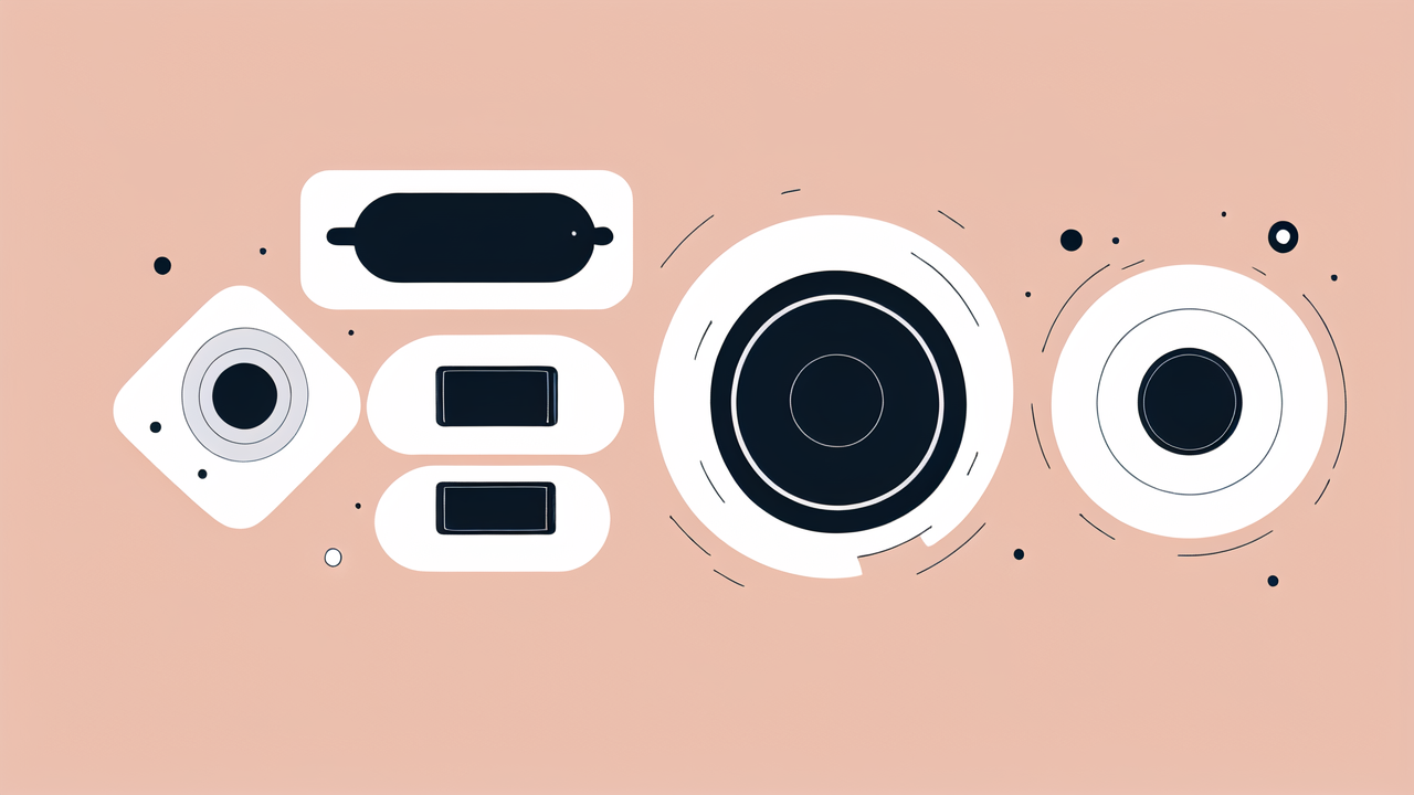 Abstract shapes on pink background with symmetry and balance, highlighting Carbon Toray and Carbon Fiber.