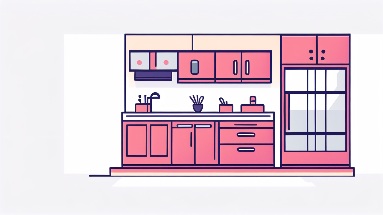 Vibrant kitchen shelf with at home bar ideas; space-saving colorful bottles, plants.