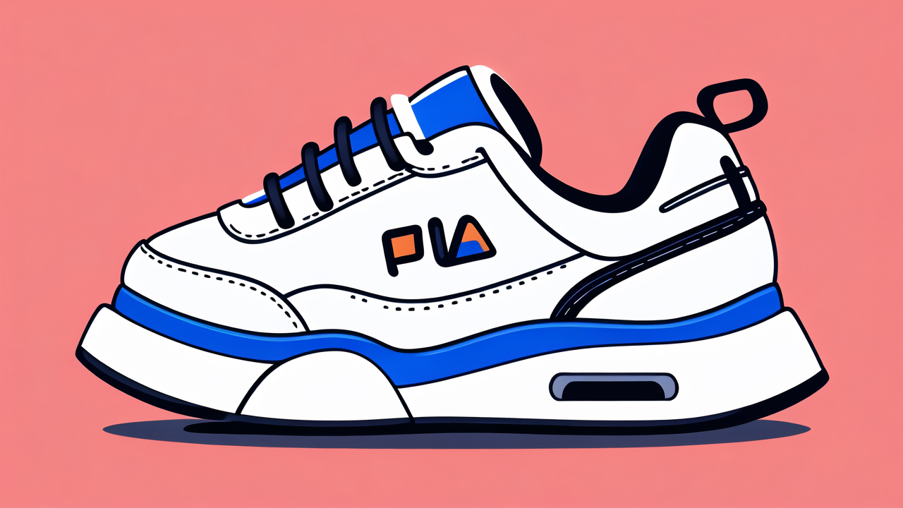 Smartwatch monitoring image with white sneaker, blue stripe, and pink background.