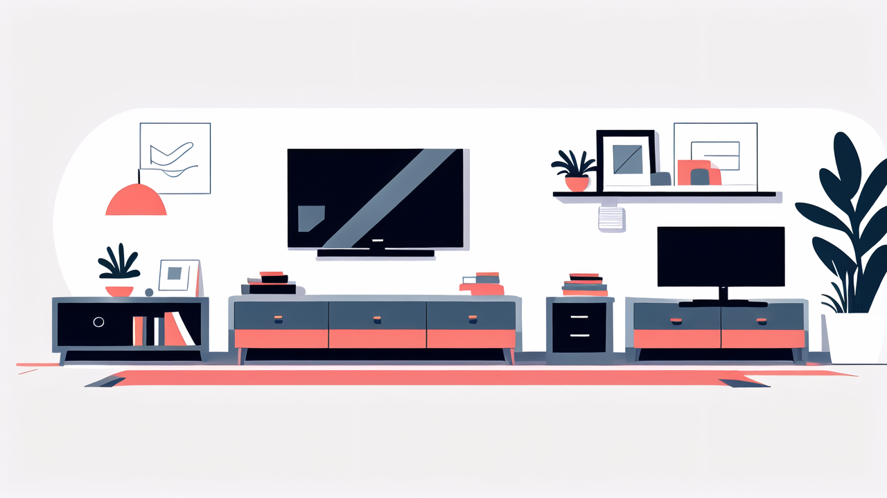 modern living room furnitures, Modern living room with Contemporary Furniture, black TV stand, red accents