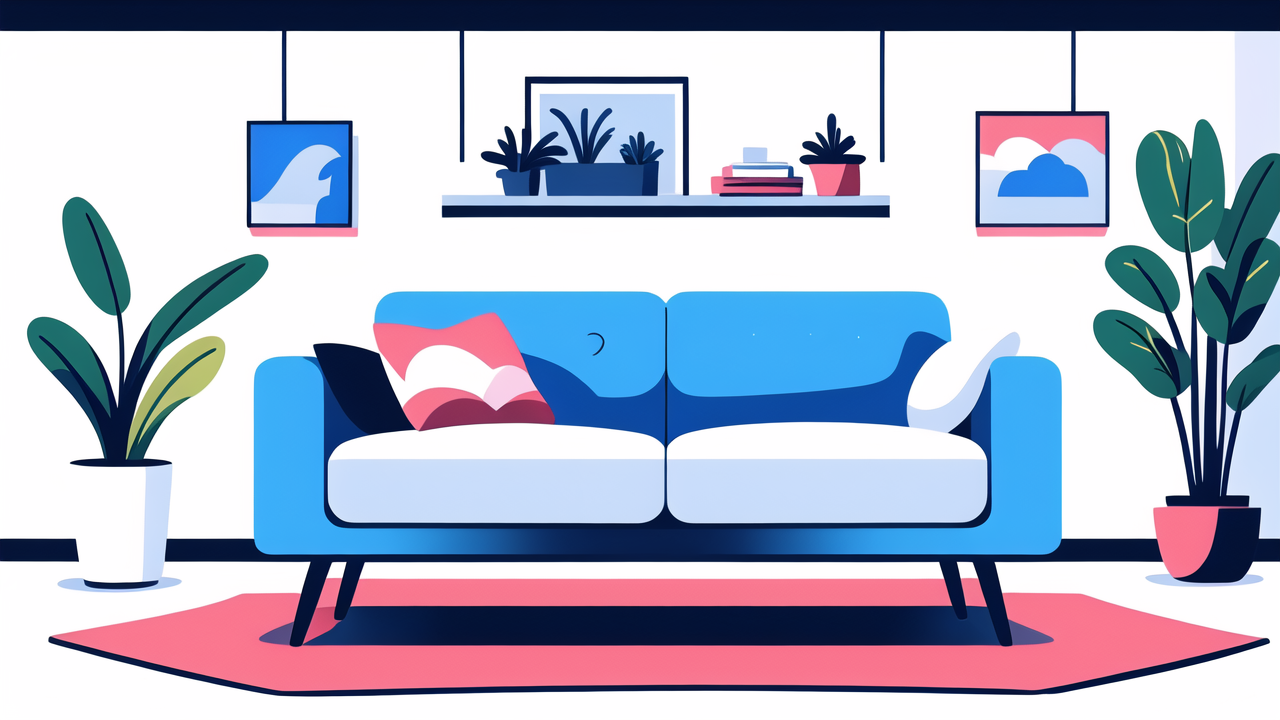 velvet upholstered bed in modern room with blue sofa and Velvet Furniture Care focus