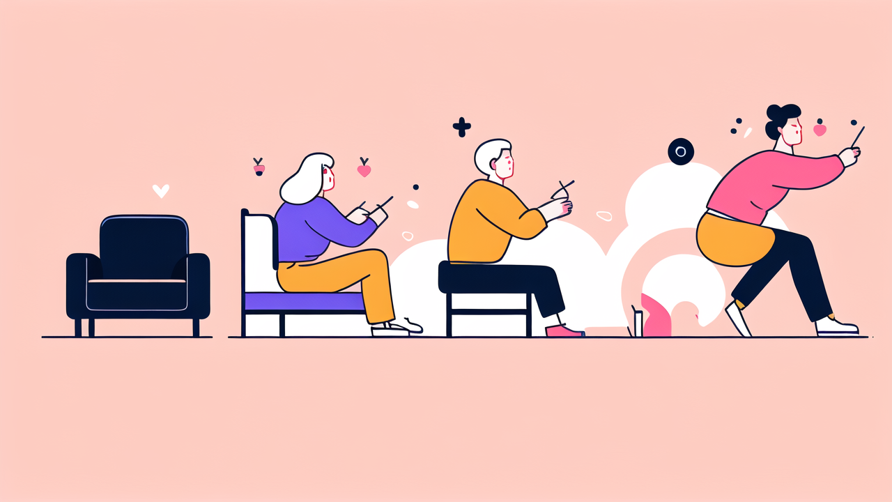 Senior Comfort Solutions digital workspace with blue massage chairs and data graph.
