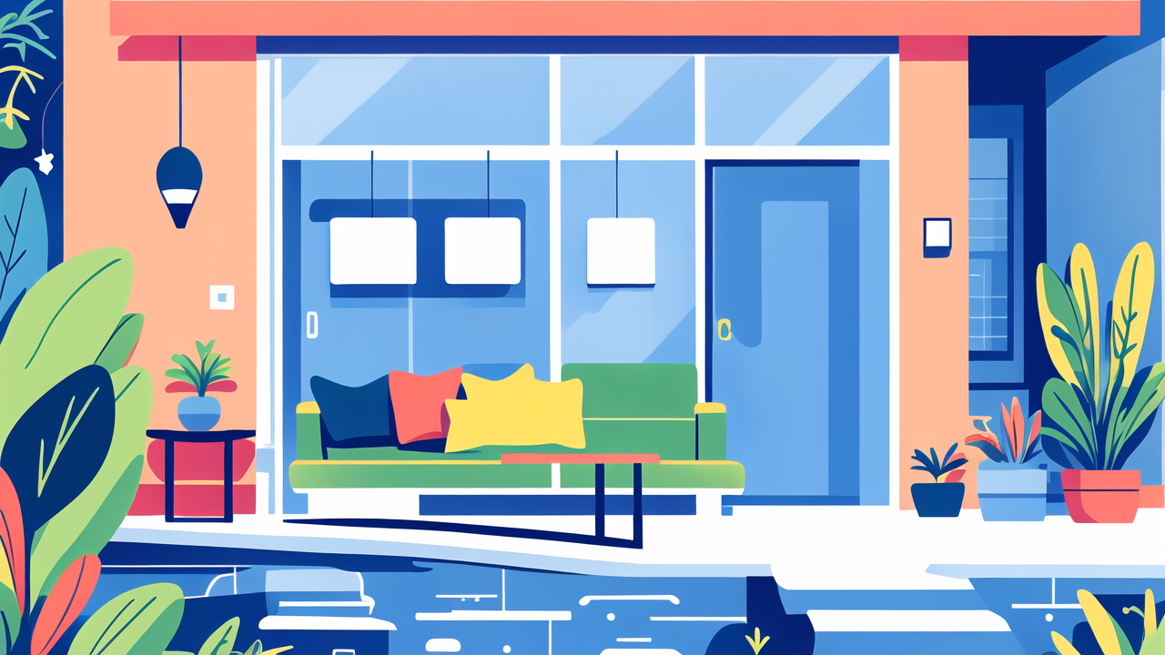 cr2030 living room with green sofa, colorful pillows, plants, and outdoor furniture