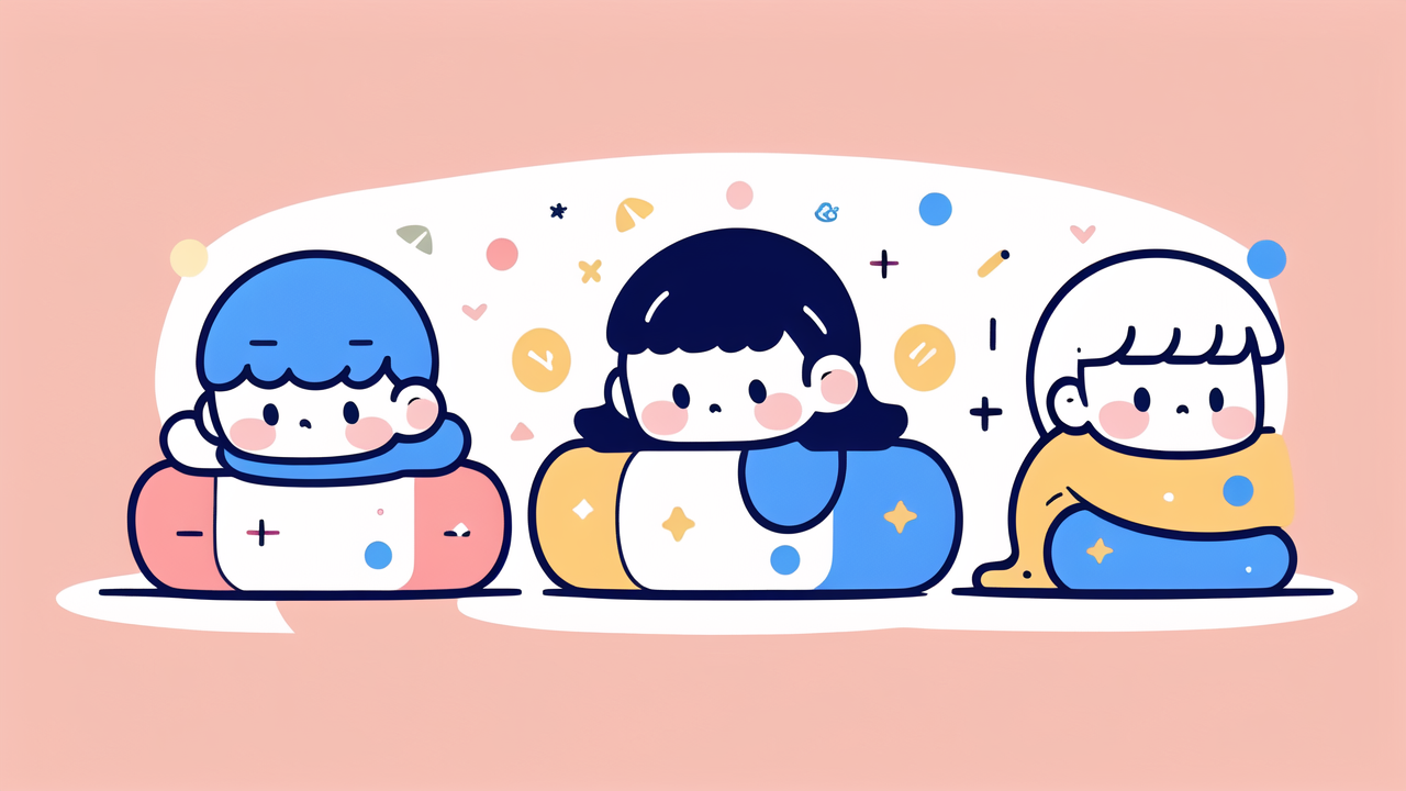 Three cartoon characters in cozy beds surrounded by stars and notes, Baby Hand Casting Kit.