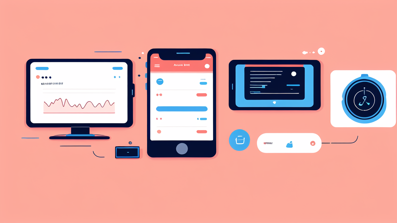 Fila Smartwatch in a tech ecosystem with desktop, smartphone, and tablet displays.