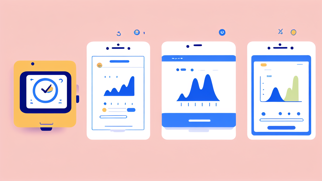 wearables clothing, Four stylized smartphone interfaces highlighting wearable technology design