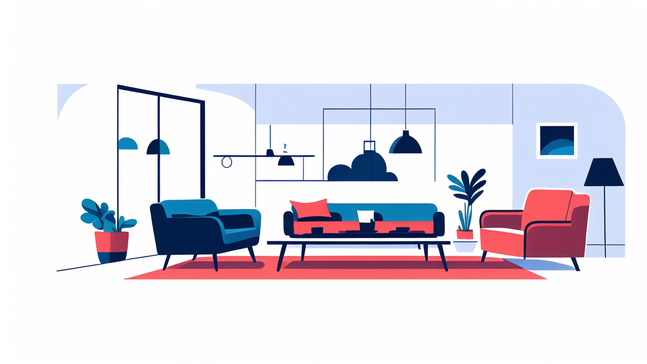 swing chairs in minimalist living room, home decor South Africa elements, vibrant colors