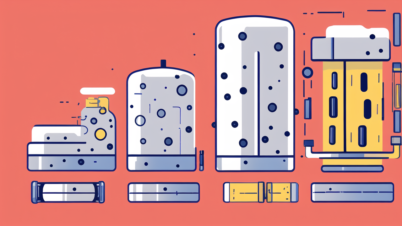 Series of colorful cylindrical objects on a red background; features 6000 Z Bearing.