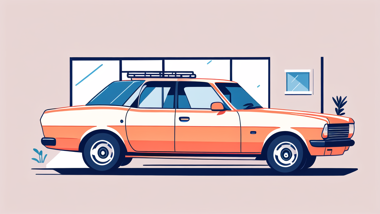 Vintage car illustration showcasing textile finishing, highlighting fiber finish