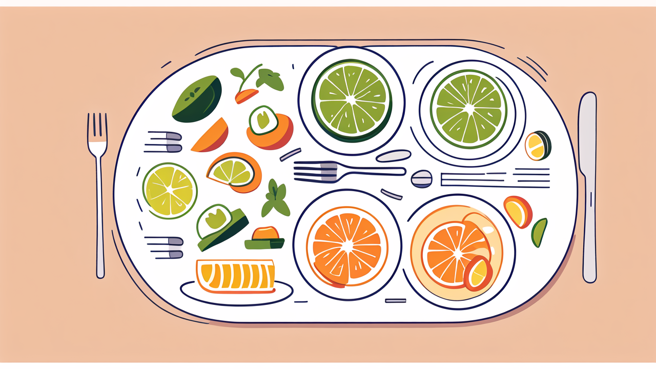 baby food plates, Colorful citrus fruits on white oval plate with utensils, promoting dog nutrition