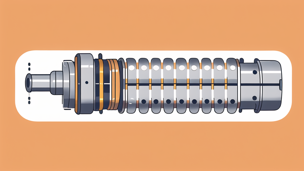Ball Bearing 6202z with silver shaft and orange spring elements, solid orange background