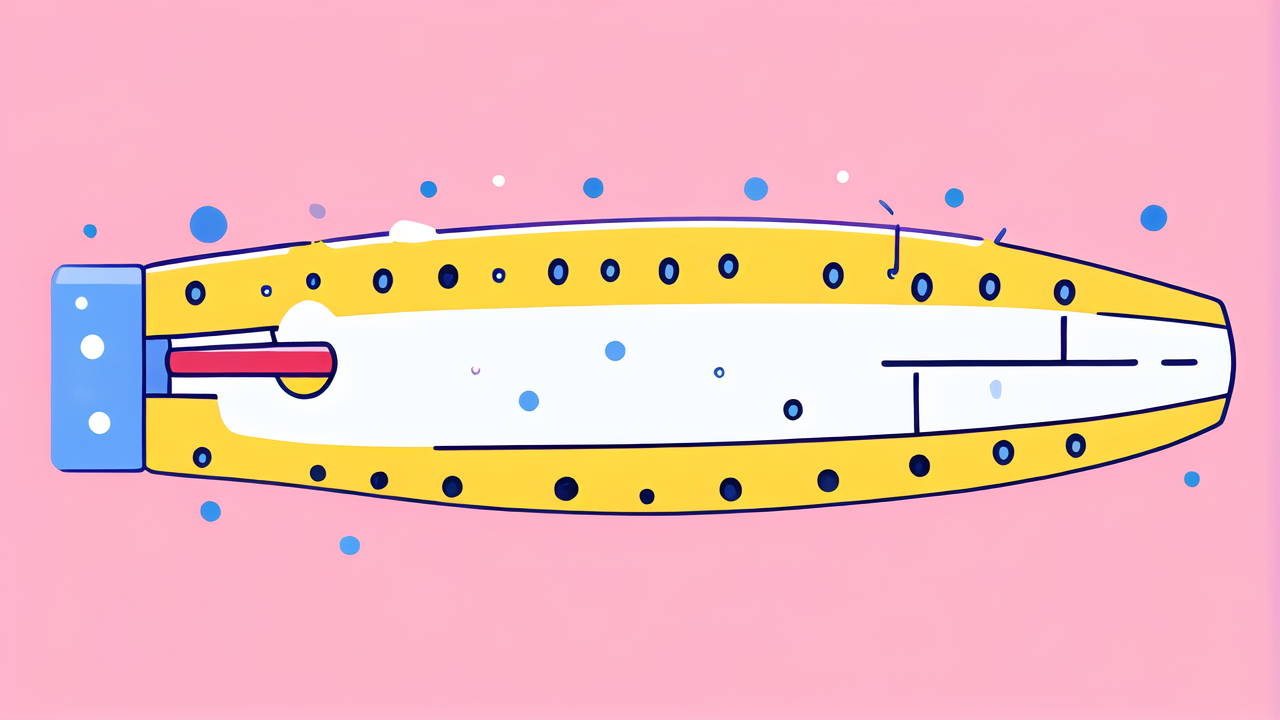 u shaped toothbrush for kids, Yellow submarine illustration with black details on a soft pink background