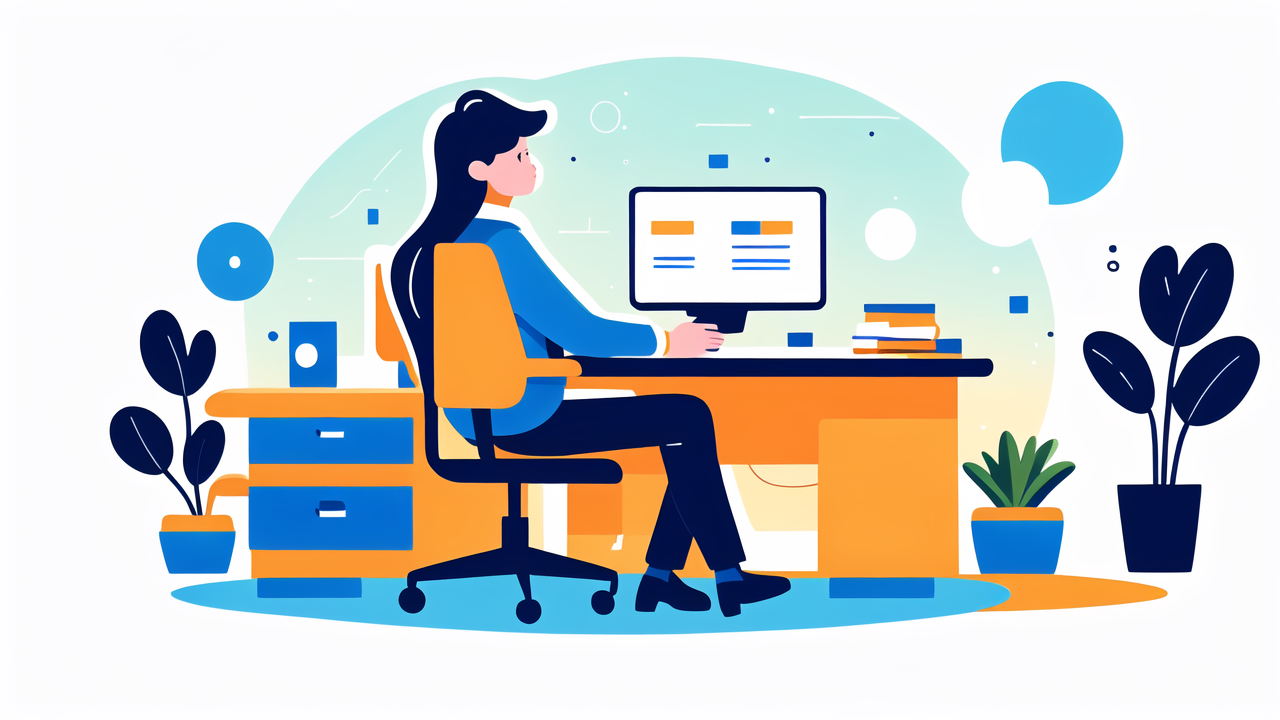 White ergonomic office chair, space-saving beds, vibrant office desk setup