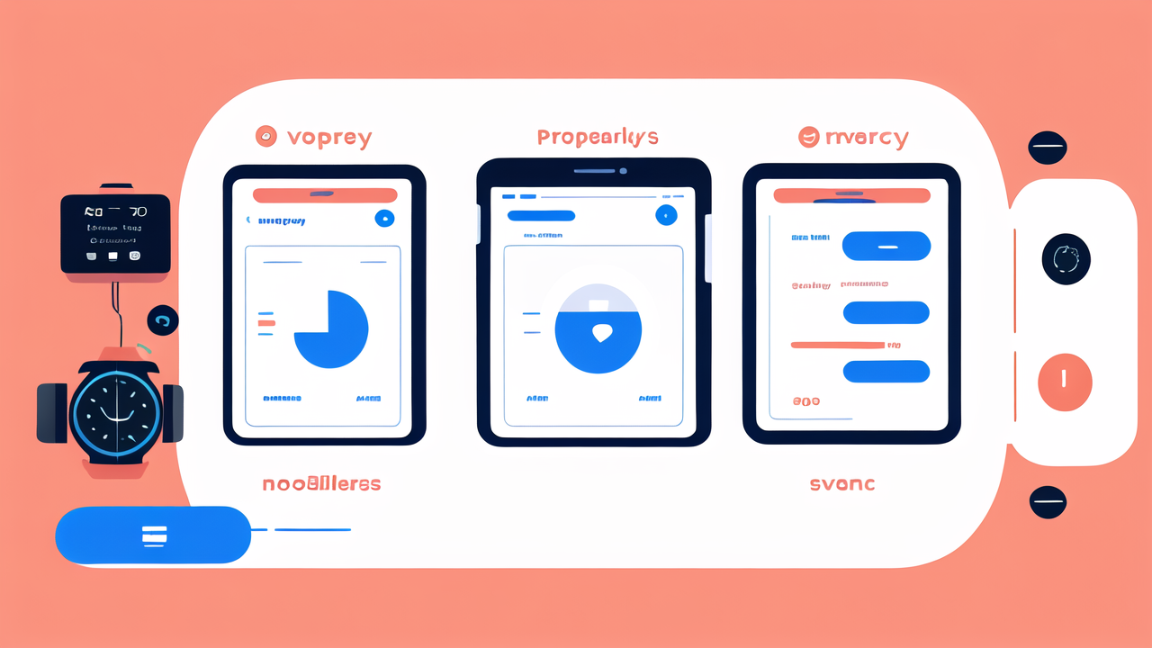 smart smart watch, Phnom messaging app interface in blue, smart clothing inspired design, user-friendly layout.