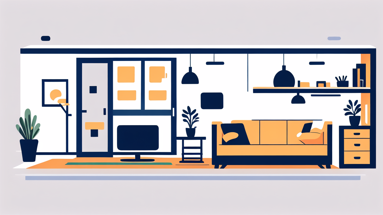 modern living room with multifunctional bed and smart storage solutions