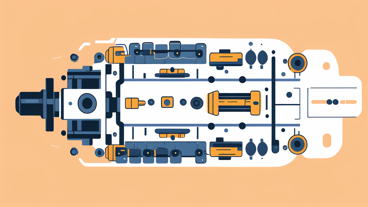 Top-down view of mechanical device with 4203 2RS bearings, white, orange, blue parts